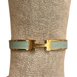 Gold and Turquoise Designer Inspired H Bracelet